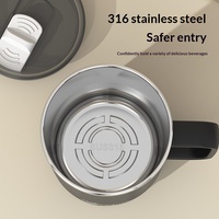 Mug à café isotherme en acier inoxydable, tasse de voyage à double paroi avec poignée, couvercle et cuillère, thermos pour le camping, le bureau, la maison, 500 ml