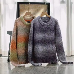 Maden Wholesale Women's Knit Sweater Vintage Gradient <strong>Rainbow</strong> Colorful Cozy Casual Layering <strong>Top</strong> Plush Pullover Warm Winter Fall - Product Image 6