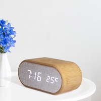 Amboo-reloj despertador de carga inalámbrica para teléfono móvil, dispositivo electrónico de madera multifunción con control de voz y silenciador digital, 10W