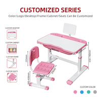 JX80-DLPN01 Table et chaise d'étude ergonomiques réglables en hauteur pour enfants, personnalisables pour la chambre à coucher