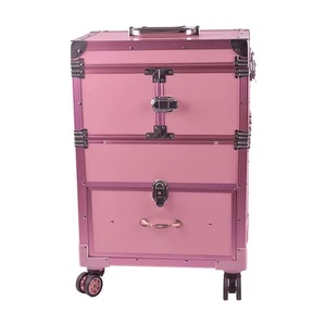 Maleta de <span class=keywords><strong>Maquillaje</strong></span> Rodante de Aluminio Multicapa, Color Rosa, Portátil, con Ruedas, <span class=keywords><strong>para</strong></span> Almacenamiento de Cosméticos - Product Image 2