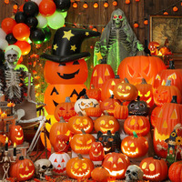 Grande citrouille artificielle en plastique LED empilable pour Halloween, Thanksgiving, automne, décoration de jardin, lumière, imperméable, durable, utilisation en extérieur