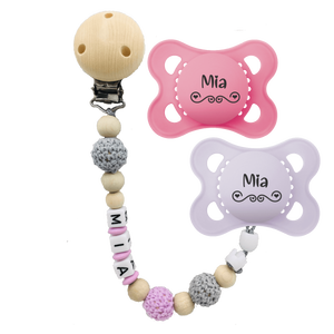 Succhietto MAM con Nome Pure + Catena per Succhietto con Nome Perla all'Uncinetto - Product Image 1