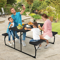 Ensemble de table de pique-nique pliable en plastique blanc pour cour, robuste et de loisirs