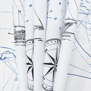 Eco-Friendly Washable Customized World Map Pattern <strong>Nautical</strong> Shower <strong>Curtain</strong> - Product Image 4
