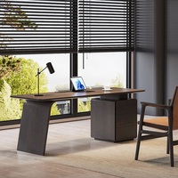 Bureau de direction moderne pour le bureau à domicile, avec tiroirs, charge sans fil, finition en bois laqué, design minimaliste