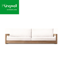 Juego de Muebles de Jardín de Estilo Europeo RH, Muebles de Exterior de Madera Maciza de Teca Impermeable, Conjuntos de Sofás de Jardín con Mesa de Centro