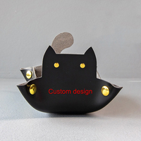 Plateau pliable en cuir motif chat, portable, pour jeux de dés D&D RPG, rangement de bibelots et organisateur de table
