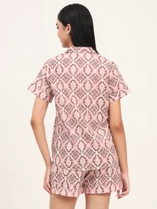 Conjunto de Pijama de Algodón Suave y Transpirable para Mujer, con Estampado Floral, Cuello en V, Manga Corta, Largo Completo, Nuevo Diseño - Product Image 6