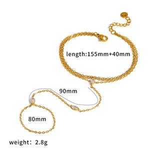 Novirassine - Brazalete <span class=keywords><strong>de</strong></span> Cadena <span class=keywords><strong>para</strong></span> Dedo <span class=keywords><strong>de</strong></span> Acero Inoxidable con Baño <span class=keywords><strong>de</strong></span> <span class=keywords><strong>Oro</strong></span> PVD <span class=keywords><strong>de</strong></span> 18K, Estilo Retro Francés, con Cuentas Boho, <span class=keywords><strong>para</strong></span> Mujer y Niña - Product Image 4