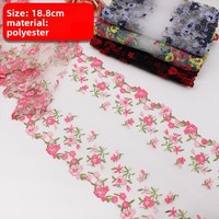 ERKOUMI 18.8cm Bordir Bunga Poliester Tulle Lace Trim Multi Warna Renda Jala Bunga Kecil untuk Gaun Prom Dekorasi Buket