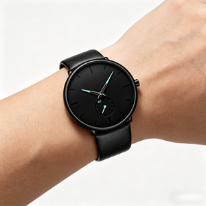 Relojes de Hombre a <span class=keywords><strong>Precio</strong></span> de Fábrica, Ultrafinos, Minimalistas, Resistentes al Agua, Reloj de Pulsera de Moda para Hombre, Unisex, con Correa de Cuero - Product Image 1