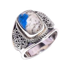 รูปเบาะอัญมณีหายาก K2แหวนเงินสเตอร์ลิง925เครื่องประดับขายส่งอินเดียทำด้วยมือผู้ผลิตแหวนเงินปรับ - Product Image 1