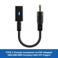 Adaptateur de chargeur PD USB-C vers PSP 1000 2000 3000, câble adaptateur de charge rapide PD haute vitesse de 10 cm