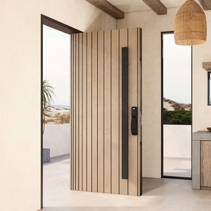 Porte pivotante extérieure en chêne massif de style villa moderne de luxe avec fonction antivol pour les portes d'entrée, utilisation pour hôtels et villas - Product Image 6