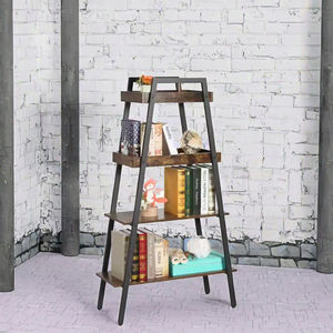 Étagère de rangement robuste à 4 niveaux en métal doré, grande capacité, design industriel, bibliothèque haute pour salon, cuisine, armoire - Product Image 2