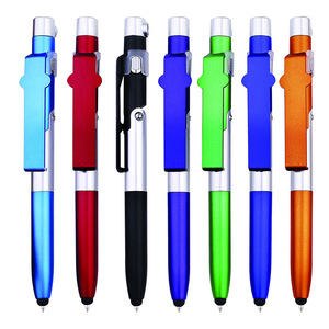 Stylo à bille pliable et multifonctionnel 4 en 1 Stylo à bille publicitaire en plastique multifonction avec support pour téléphone - Product Image 3