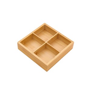 Bamboo <b>Storage</b> <b>Tray</b> 4 Compartment Square For Tea Dried Fruit Candy Snack Organizer - Product Image 5