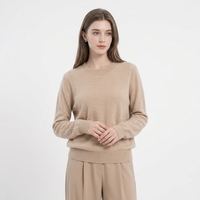 Pull en cachemire 100% pour femme, coupe ajustée, tricoté, décontracté, automne/hiver, avec logo frontal, doux, respirant et chaud, haute couture
