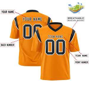 Maillot de football américain personnalisé bicolore or, orange et noir avec découpe sur l'épaule - Product Image 2