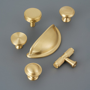 Modern Minimalist Retro Style All Copper 96mm Size Light Luxury Wardrobe <strong>Door</strong> Handle <strong>Gold</strong> Brass <strong>Knob</strong> for Kitchen Use - Product Image 5