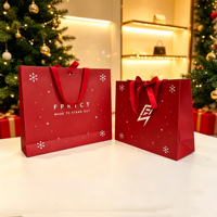 Sacs en papier rouge vin personnalisés avec logo imprimé, boîte cadeau assortie, emballage cadeau de Noël, sacs de shopping pour petites entreprises