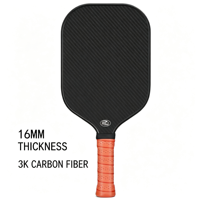 Raquette de pickleball Power Control, tête injectée en fibre de carbone 3K, noyau de 16 mm, équilibre stable pour des retours rapides
