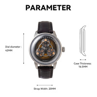 Montre mécanique pour homme Roybearl Custom Star Wheel, mouvement japonais, heure sauteuse satellite, bracelet en acier inoxydable, OEM/ODM