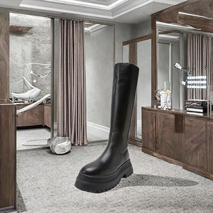 Bottes de spectacle transparentes en cuir véritable à talon aiguille ultra-haut pour pole dance, avec strass en cristal et diamants, modèle hiver - Product Image 2
