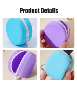 Portable <b>Cute</b> Mini Bag Zipper Coin <b>Purse</b> Keychain Silicone Metal Plant Fruit Earphones Lipstick Storage for Women - Product Image 2