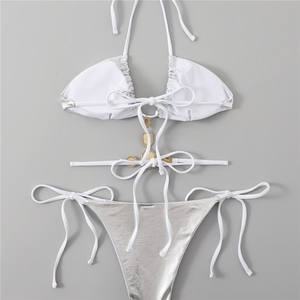 Mini Micro Bikini a Stringhe con Diamanti, Costume da Bagno Femminile, Set Bikini Due Pezzi con Halter - Product Image 4