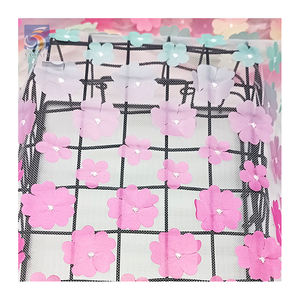 TDS001 3D ดอกไม้ที่มีสีสันปักผ้าตาข่ายดอกไม้งานแต่งงานผ้าลูกไม้ Tulle สําหรับชุด - Product Image 5