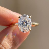 Bague solitaire en moissanite RINNTIN SMOR48, coupe ovale, argent sterling 925, 1ct 2ct, couleur D, moissanite VVS, bijoux étincelants pour femmes