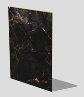 Panneau mural WPC en gros 900x2800mm 9mm, revêtement imperméable noir marbre doré pour chambre d'hôtel et salon