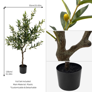 Arbre d'<span class=keywords><strong>olivier</strong></span> artificiel haut de gamme de 130 cm (4 pieds) en pot, réaliste, pour la décoration d'angle de bureau - Product Image 3