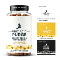 Complément alimentaire pour le soutien de l'acide urique sous marque privée, logo personnalisé, fabricant OEM ODM, faible MOQ, 60 capsules végétariennes saines