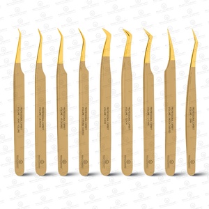Pinzas de pestañas de volumen Premium de color desnudo y dorado de etiqueta privada y pinzas de pestañas de aislamiento Pinzas de pestañas de punta de fibra - Product Image 6
