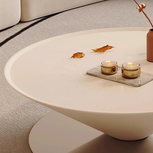 Zayshine Italian Modern FRP Base Coffee <strong>Table</strong> FRP Countertop <strong>Circle</strong> Living Room Furniture Set Metal Feet Simplicity Teapoy - Product Image 5