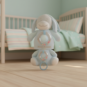 Sonajero de conejito NannAmore de 18 cm con anillo y cuentas para bebés - Product Image 3