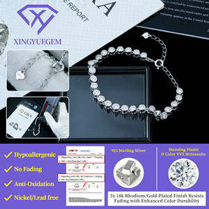 Bracelet Tennis Tendance en Argent 925 pour Femme, Diamant Moissanite Certifié GRA Couleurs D VVS, Bijoux de Mode Direct Usine, Cadeau Idéal pour Fête - Product Image 4
