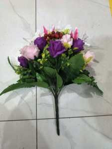 <span class=keywords><strong>2</strong></span> Juegos de Flores Artificiales para Cementerio con Jarrón, Resistentes a los Rayos UV, Rosas y Lirios de Seda, Flores Decorativas para Tumbas - Product Image 1