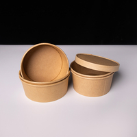 Contenant jetable rond en kraft avec couvercle transparent pour plats à emporter, boîte à repas, personnalisable avec logo OEM, vente en gros, boîte écologique