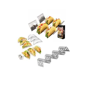 3 4 paket sokak meksika gıda aksesuarları Metal paslanmaz çelik çatal bıçak standı tepsi raf mutfak aletleri Taco tutucu