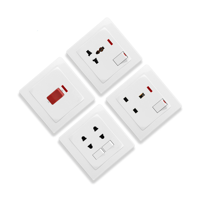 Dubai Saudi SQM White GCC 13A Wall Electrical Switch Socket for Lighting Wholesaler