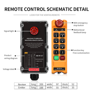 Control remoto inalámbrico de grúa industrial de alta calidad con 2 botones y 8 botones, receptor de Radio de 12V y 868MHz para aplicaciones de elevación - Product Image 3