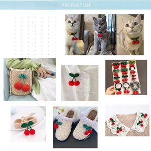Accessoires faits main à motif cerise : bonnets tricotés, écharpes, chaussures, chaussettes, coques de téléphone, porte-clés – Doux et ornés de fleurs artificielles - Product Image 6