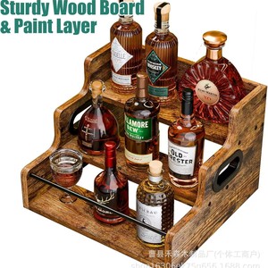 Wooden Multi Layer <b>Whiskey</b> Bottle Storage Rack Bar Tabletop Decoration <b>Collectible</b> Wine Rack Wood And Metal Handmade - Product Image 4