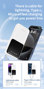 Batterie Li-Polymère Portable PD 22.5W Charge Rapide 10000mAh Power Bank Affichage Numérique Intégré 2 Câbles Type-C Entrée/Sortie - Product Image 4