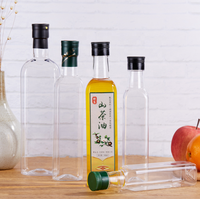 China Supply Chain 250ml 500ml 750ml Leere quadratische Plastik flasche für Haustiere mit Spender für Olivenöl sauce Custom Label Bulk Sale