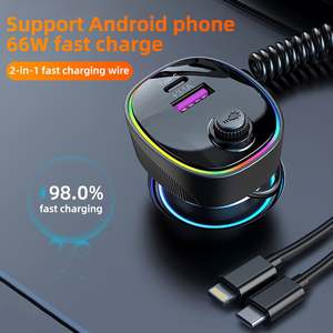 Chargeur de voiture 66W Charge rapide Adaptateur allume-cigare 4 ports USB C Charge rapide Chargeur de téléphone pour iPhone <span class=keywords><strong>Xiaomi</strong></span> Samsung - Product Image 2